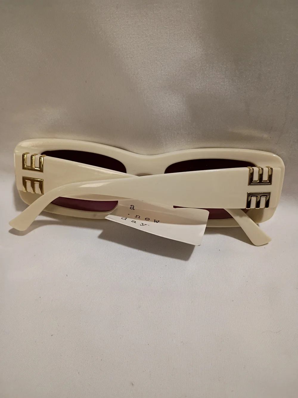 Cream Rectangle Sunglasses with Gradient Lenses